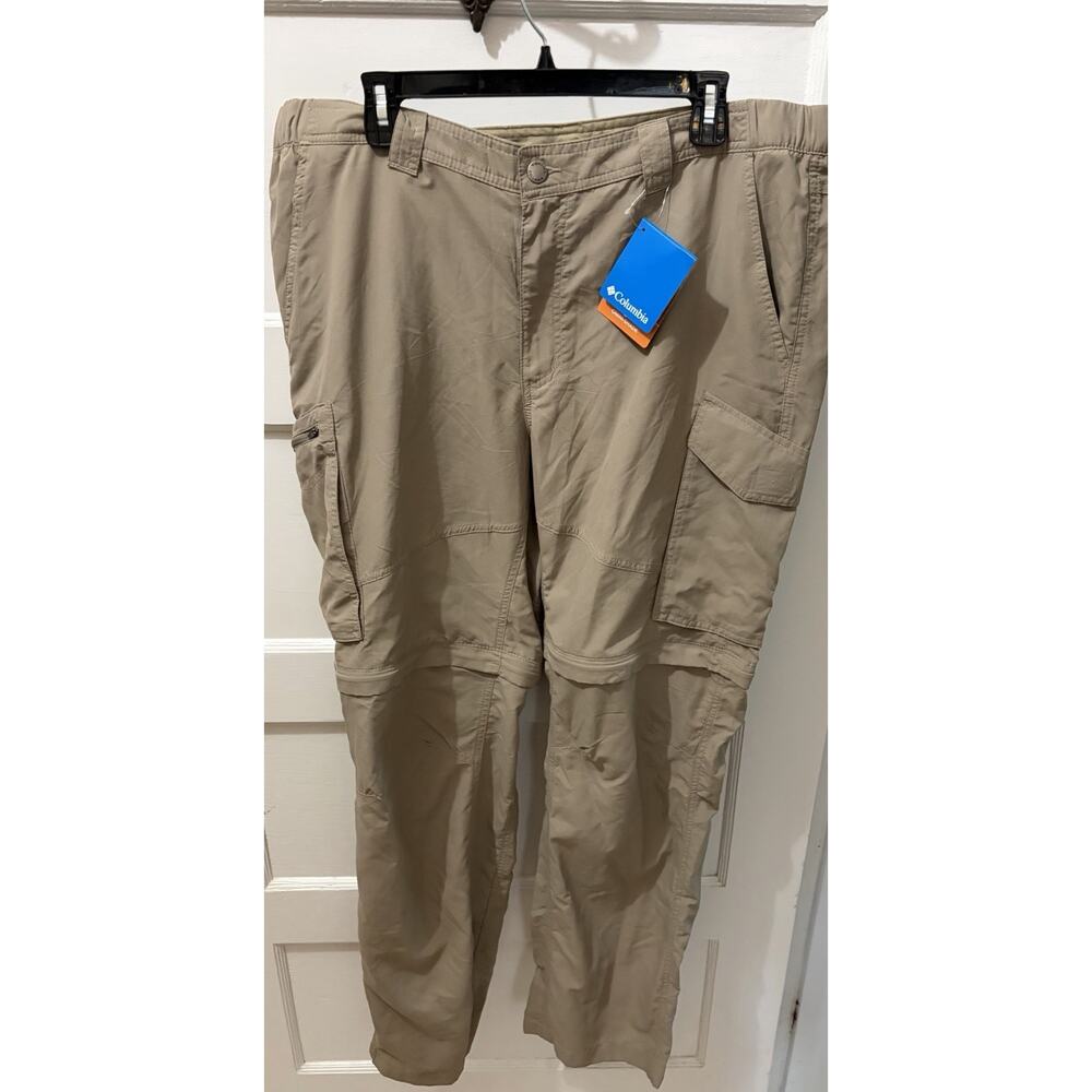 Columbia Pant Mens 40 X 34 Khaki Kestrel Trail Convertible Omni Shade Cargo $65